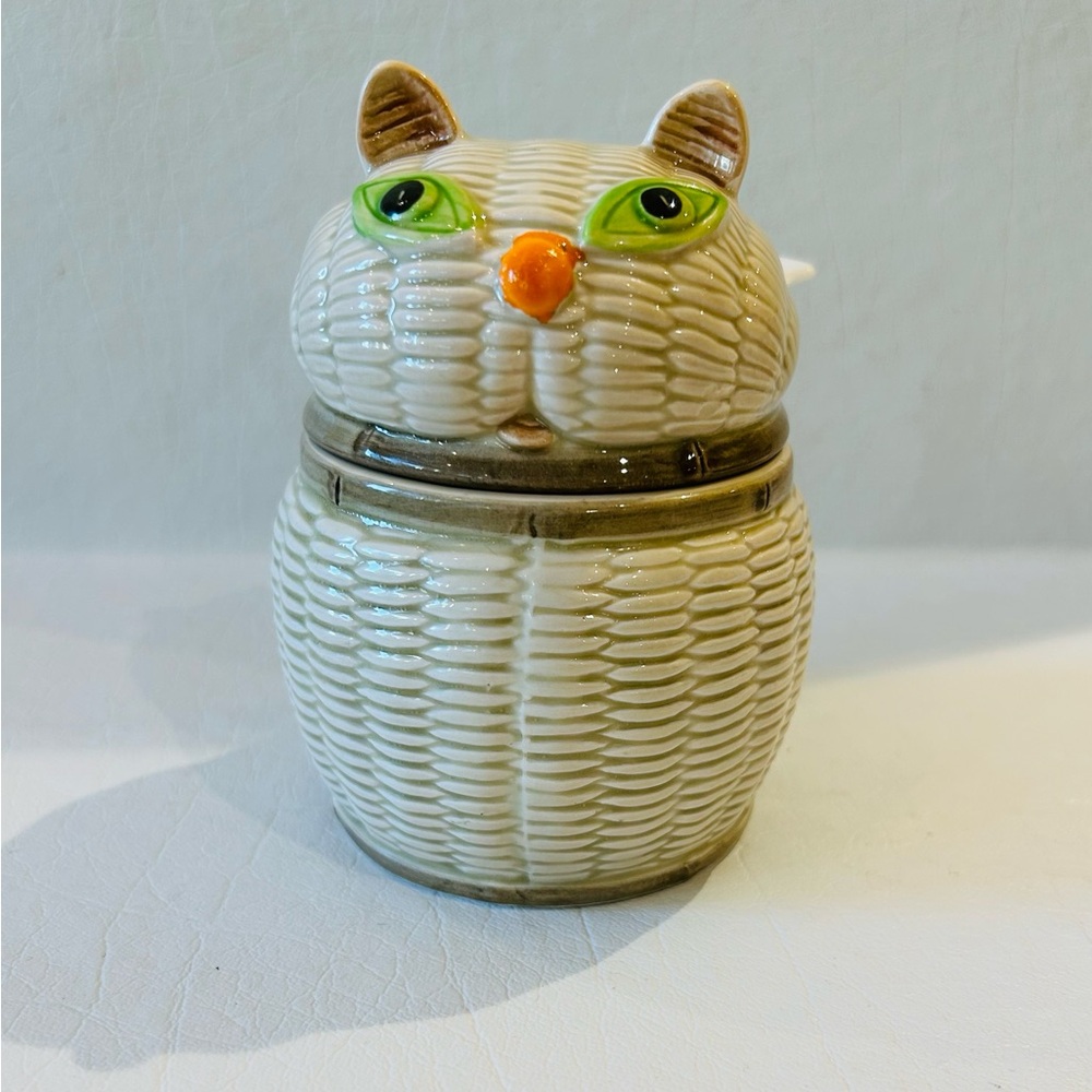 Vintage Otagiri Cat Sugar Bowl w/Spoon